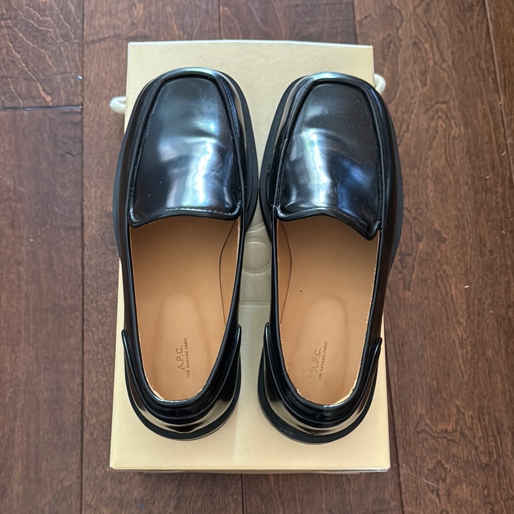 APC black loafers